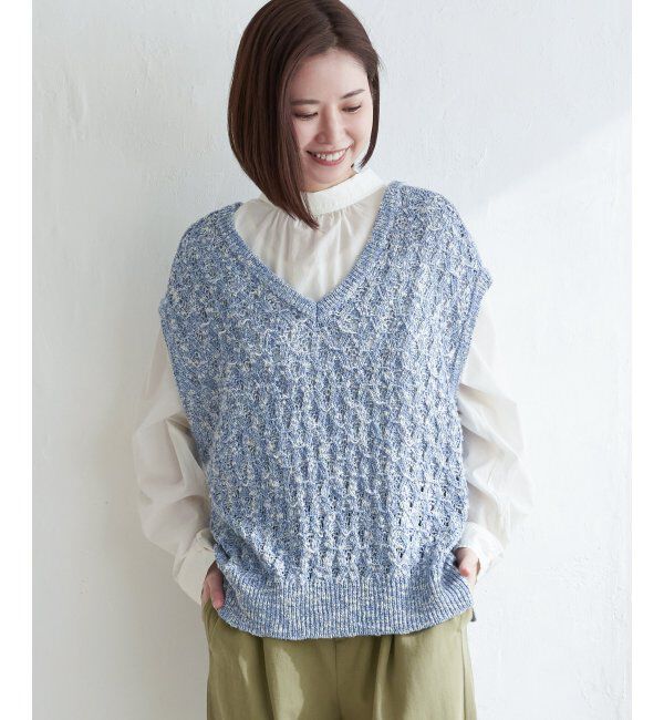 Lbc with Life「MIXヤーン透かし編み2WAYベスト」|ニット・セーター|