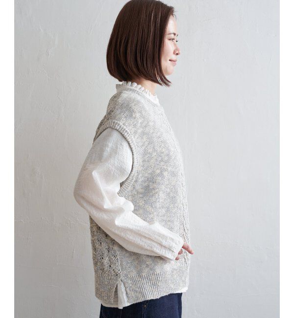 Lbc with Life「MIXヤーン透かし編み2WAYベスト」|ニット・セーター|