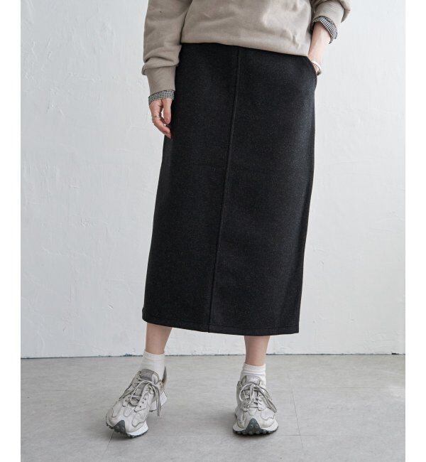 Lbc with Life「ジャージメルトンIラインスカート」|スカート|チャコール