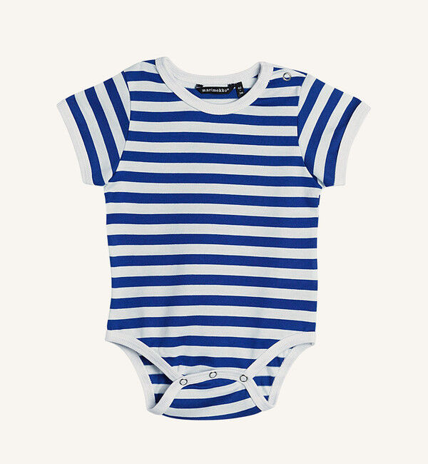 Marimekko「Kids Tasaraita 半袖ロンパース Vaude」|その他|ブルー&times;ホワイト