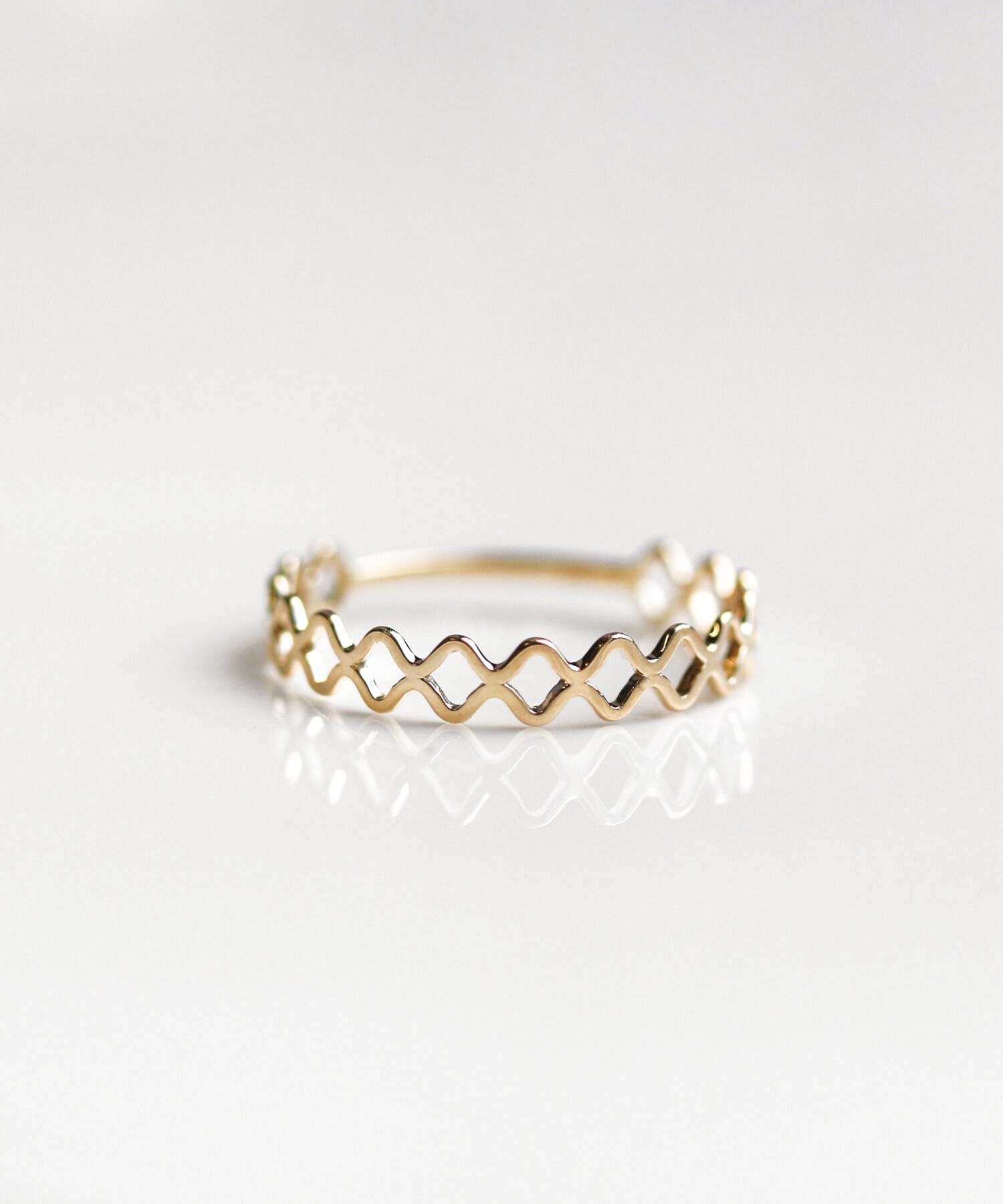  「ゴールド ハーフメッシュ リング | K10YG」|リング|