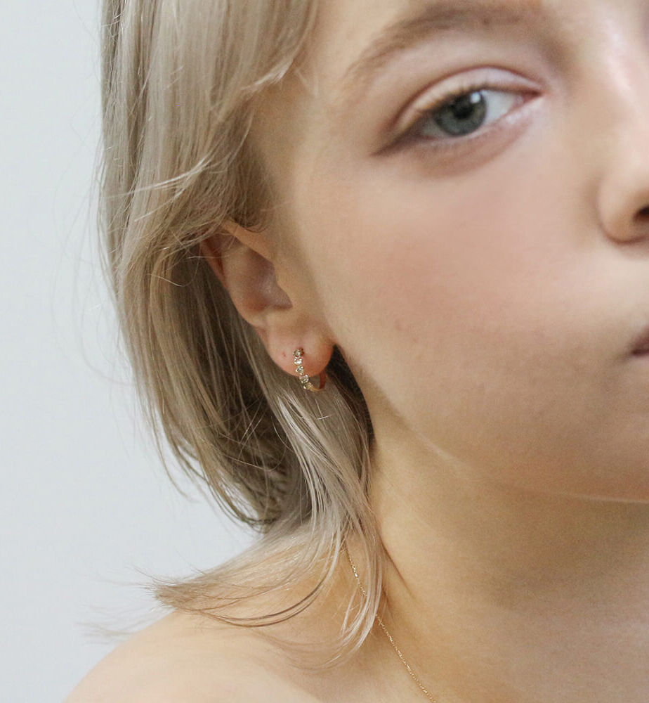  「シャンパンダイヤモンド スナップ フープ ピアス  | K10YG」|ピアス|