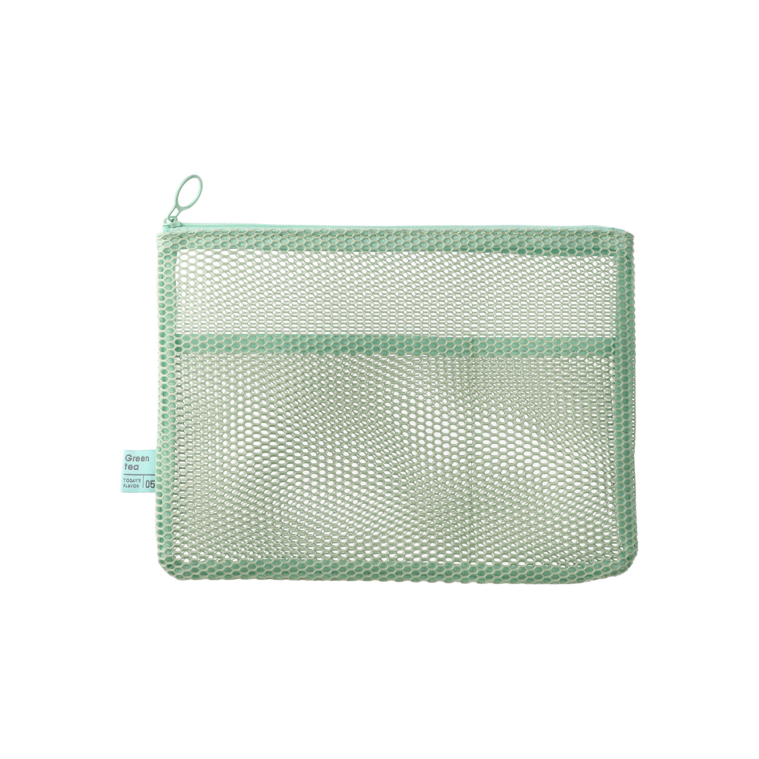  「フラットポーチ・Ａ５／メッシュコレクション」|ポーチ|グリーン