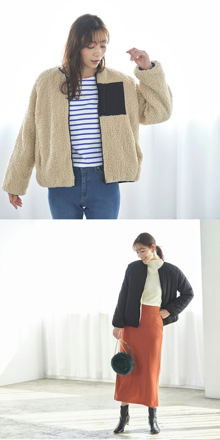 BACKYARD FAMILY「ショート丈 ノーカラーコート レディース 通販 ノーカラージャケット ブルゾン ジャンパー」|その他|