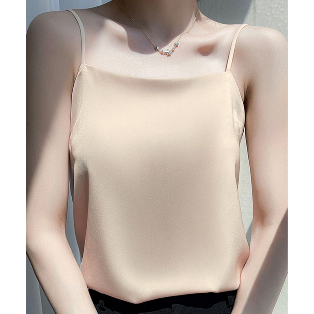 BACKYARD FAMILY「キャミソール カップなし 通販 サテン キャミ サテンキャミ さらさら 透けにくい レディース」|その他|ベージュ1