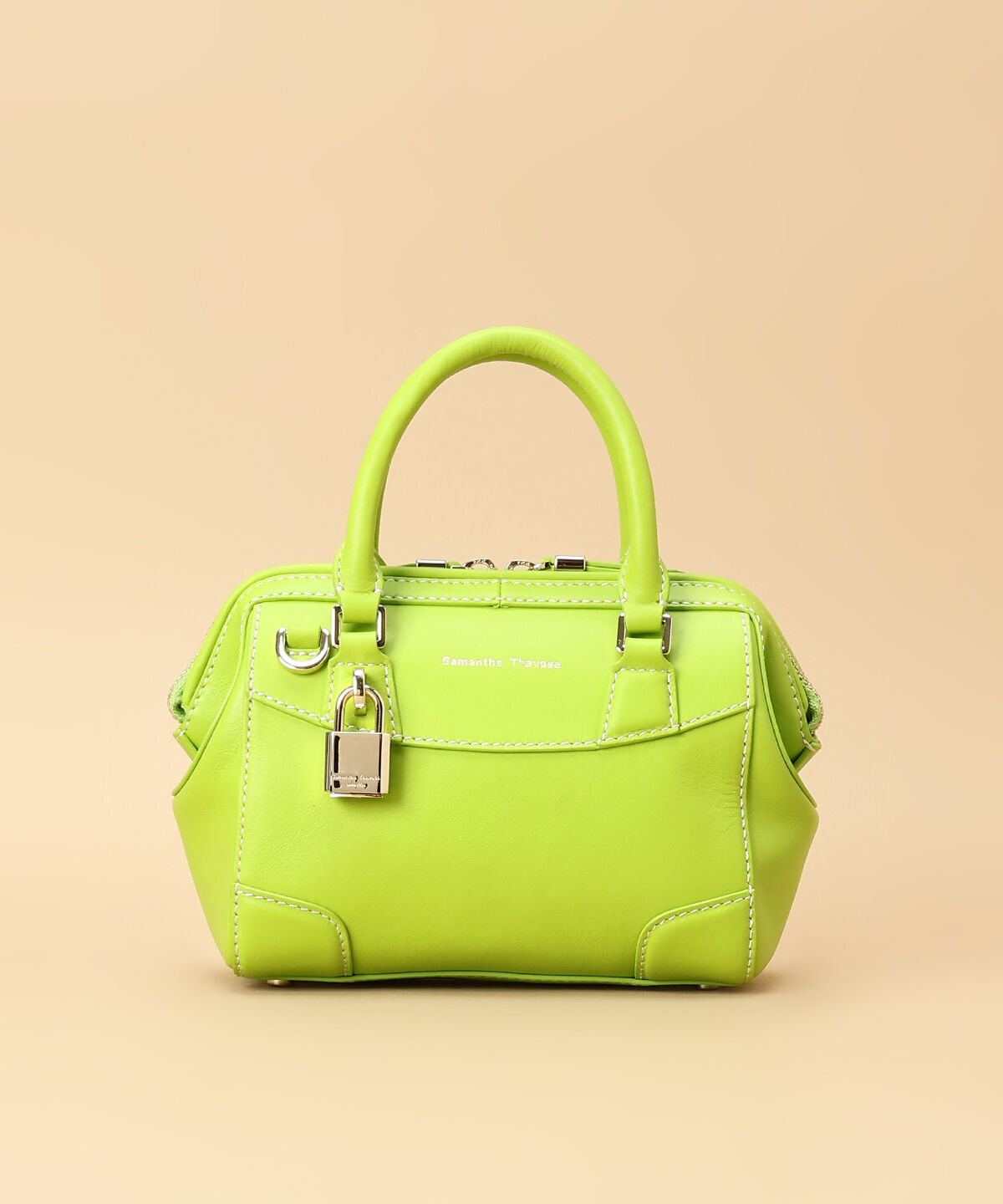 Samantha Thavasa「イタリアンカーフレザー ボストンバッグ 小サイズ」|ハンドバッグ|ｲｴﾛｰｸﾞﾘｰﾝ