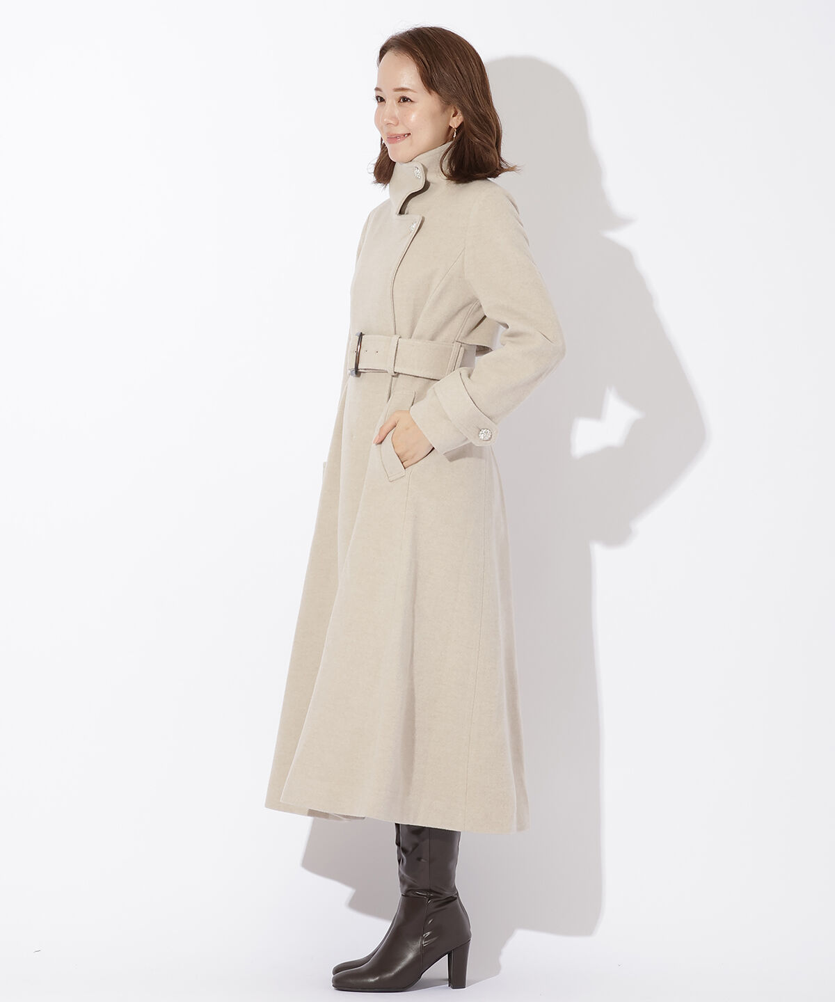 アンドクチュール「ウールビーバースタンドカラーコート」|ステンカラーコート|