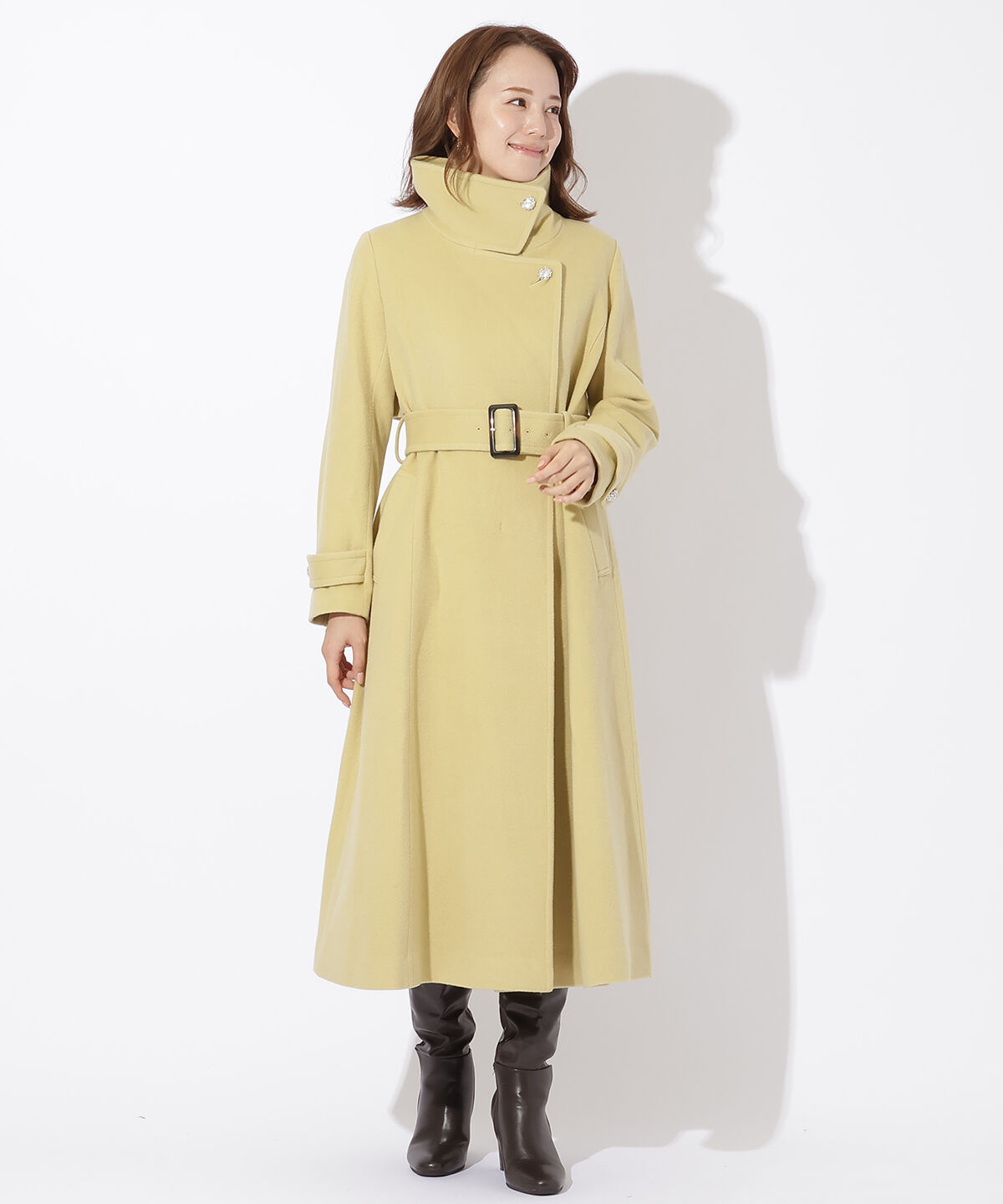 アンドクチュール「ウールビーバースタンドカラーコート」|ステンカラーコート|ミント