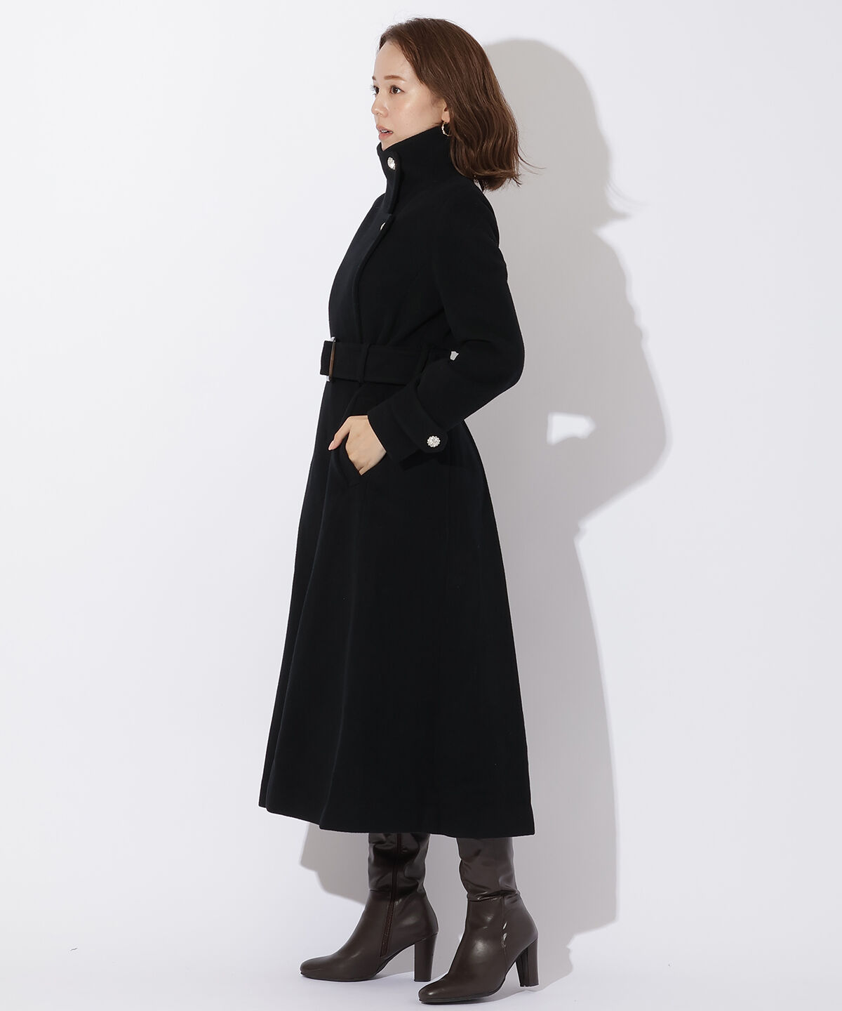 アンドクチュール「ウールビーバースタンドカラーコート」|ステンカラーコート|