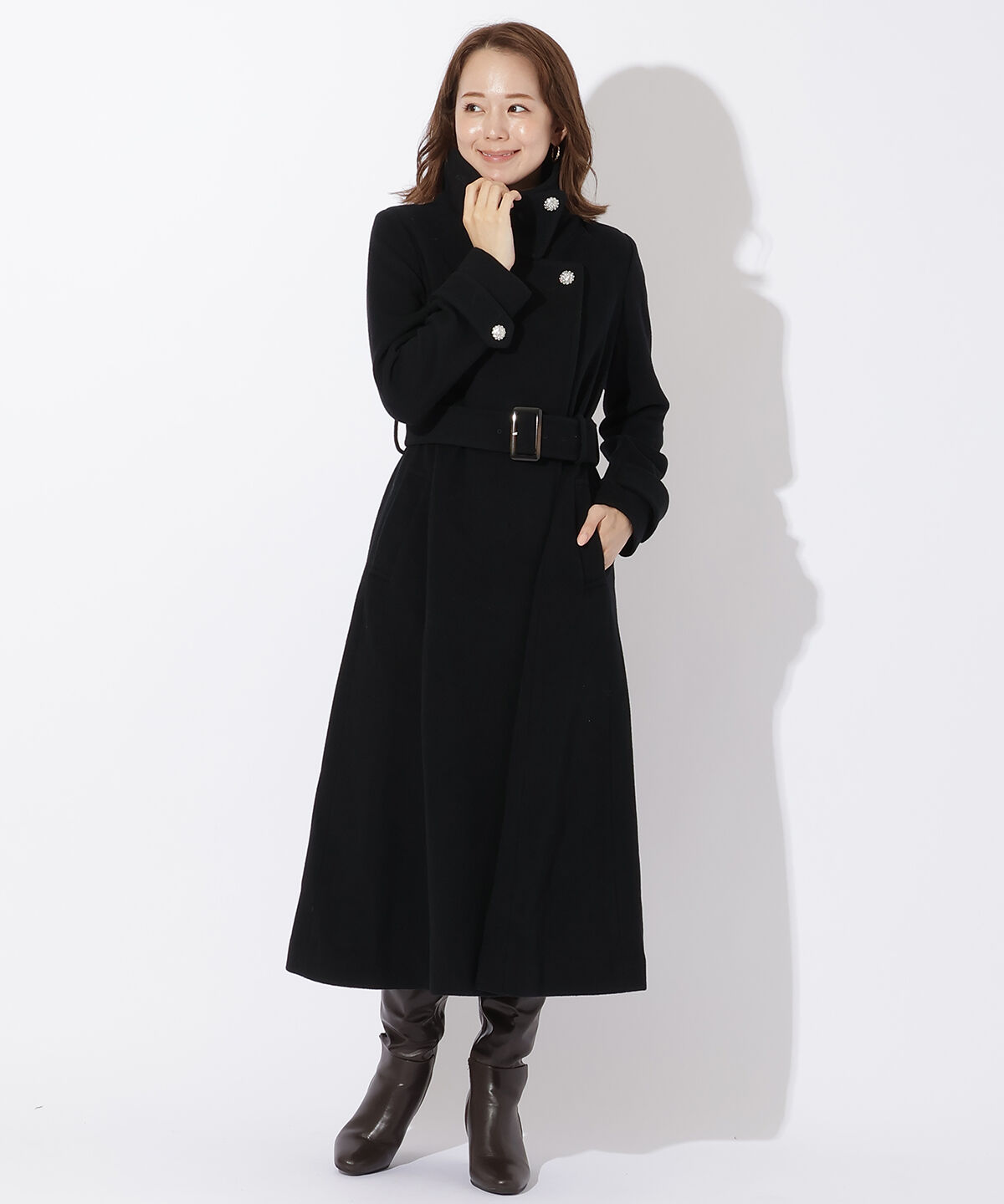 アンドクチュール「ウールビーバースタンドカラーコート」|ステンカラーコート|