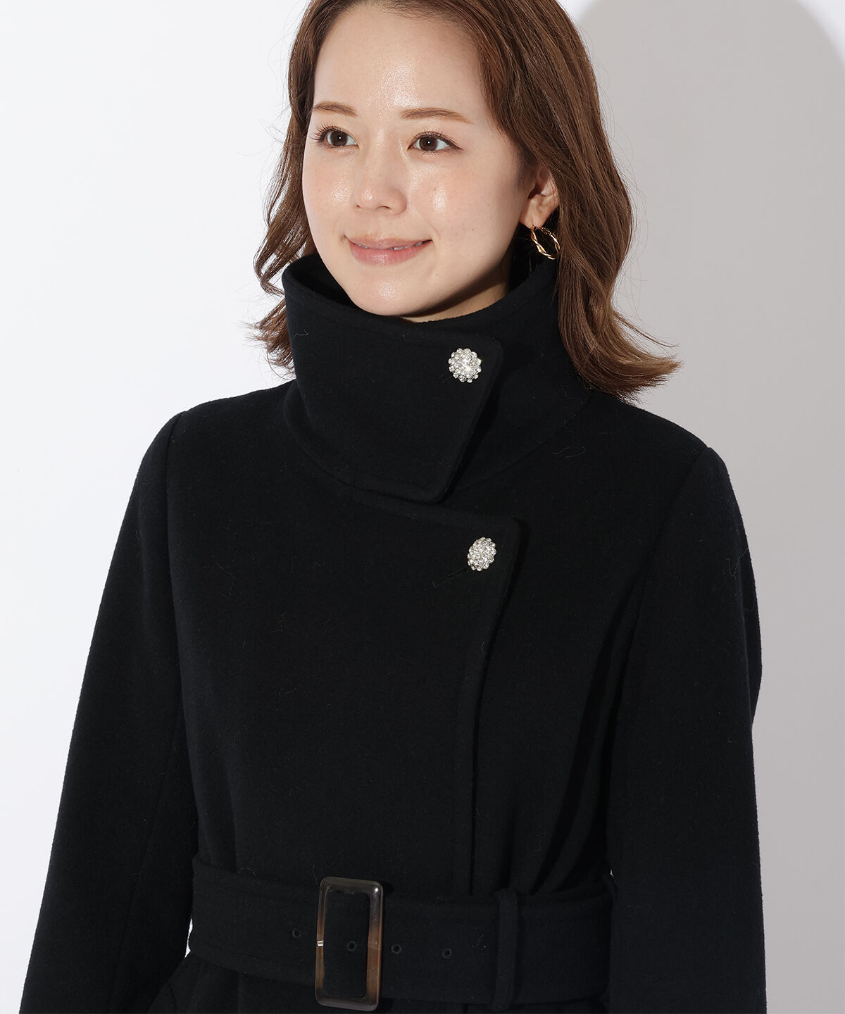 アンドクチュール「ウールビーバースタンドカラーコート」|ステンカラーコート|