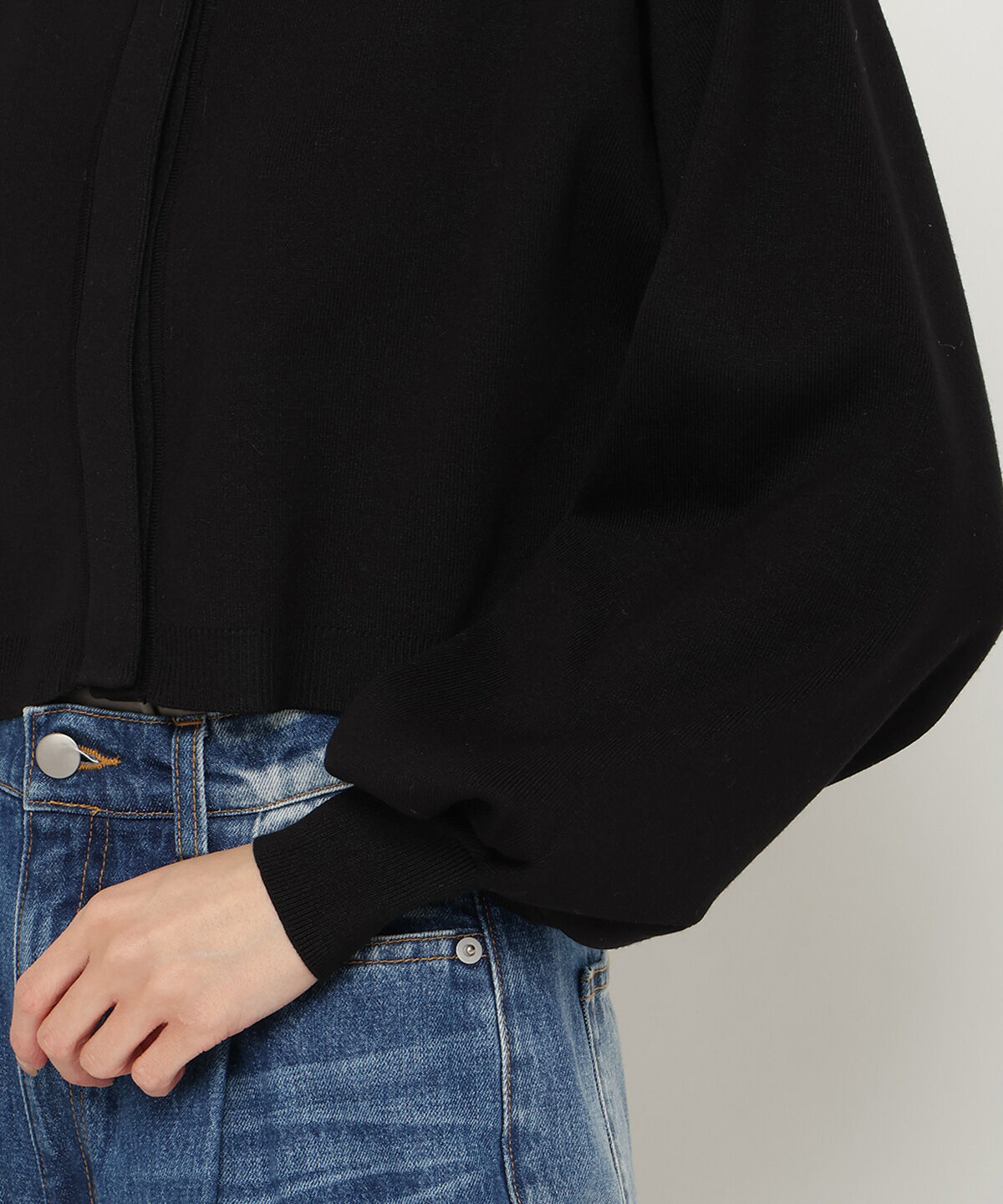 アンドクチュール「スタンドネッククロップドニットジャケット」|カーディガン|