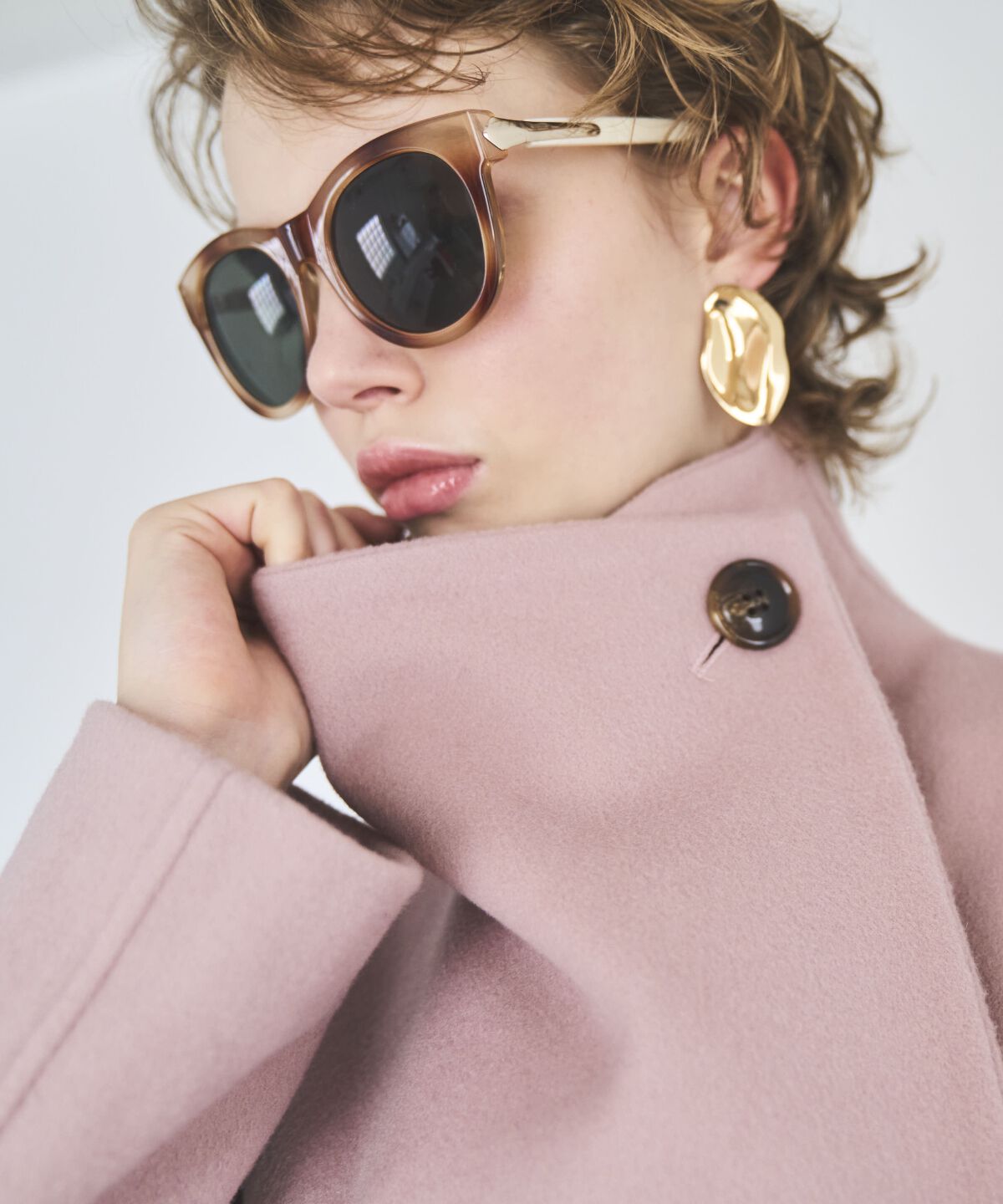 アンドクチュール「ウールビーバービッグカラーロングコート」|ダウン|