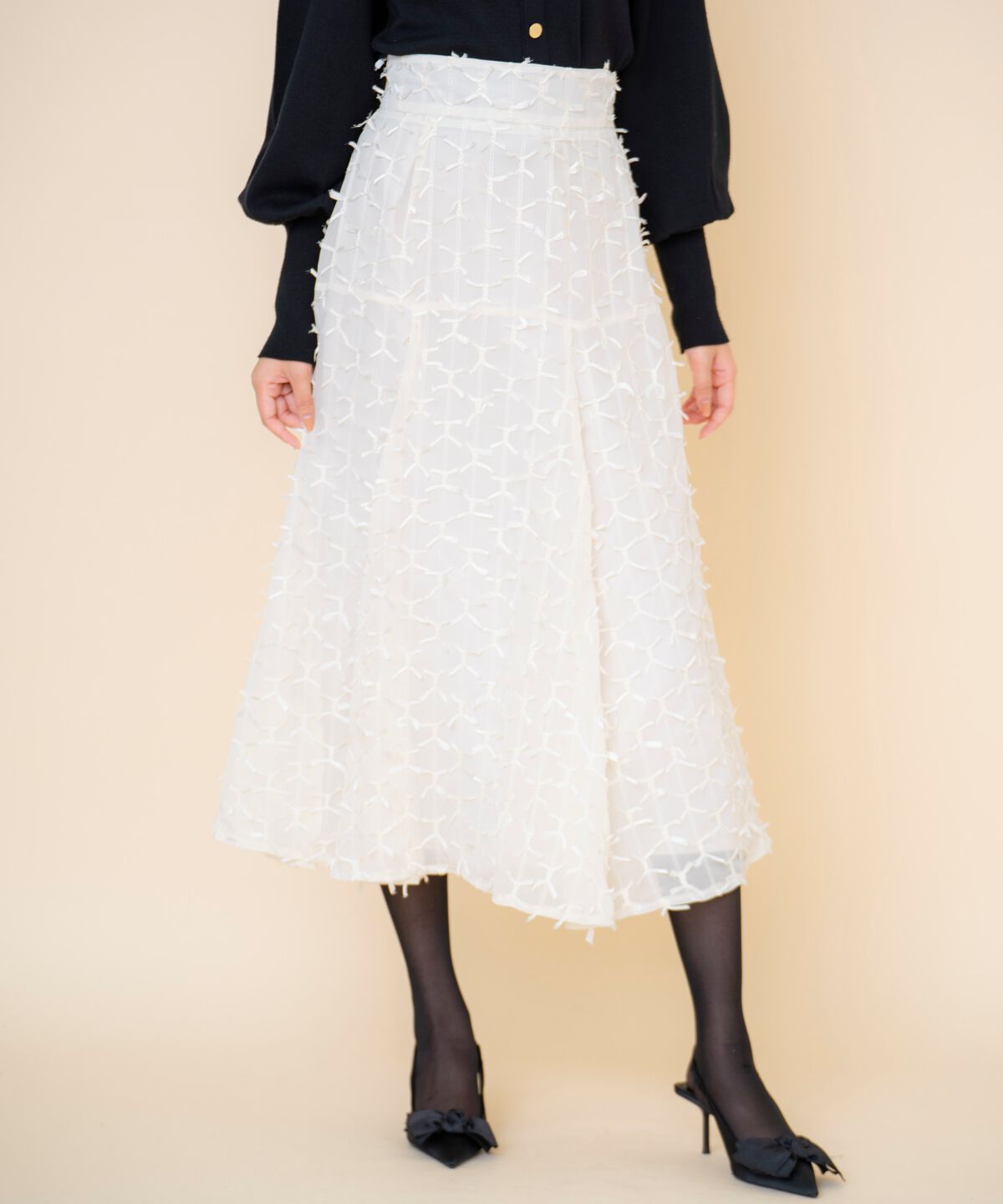 REDYAZEL「リボンモチーフフレアスカート」|フレア|