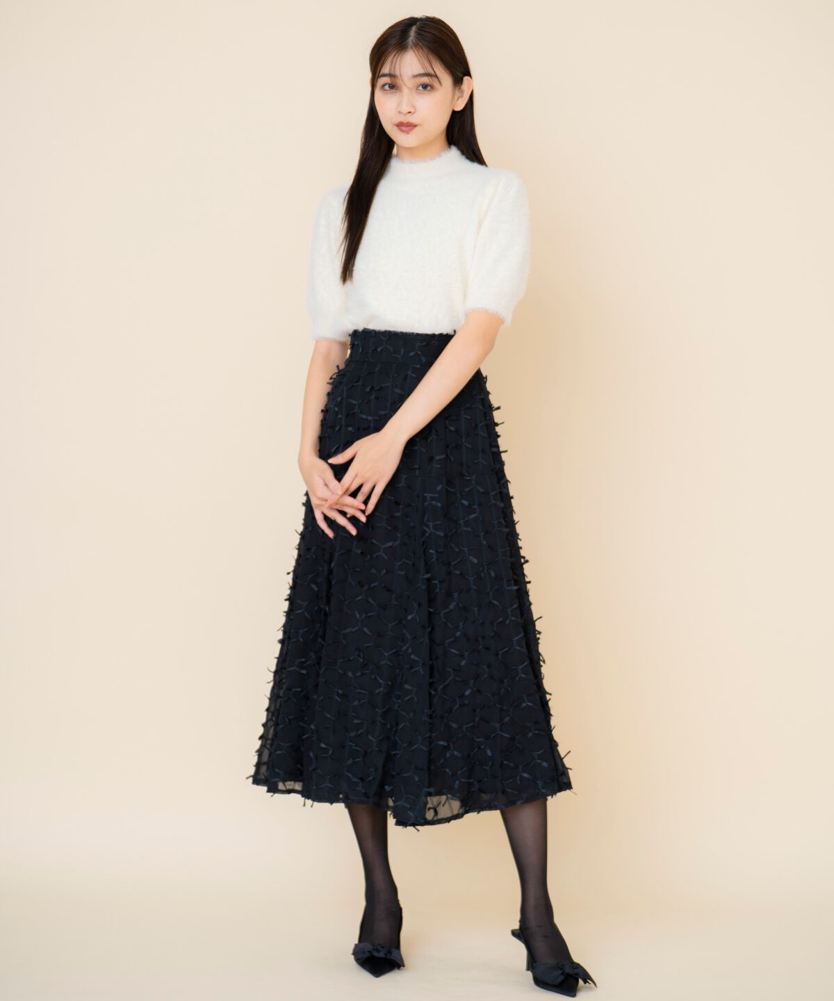 REDYAZEL「リボンモチーフフレアスカート」|フレア|