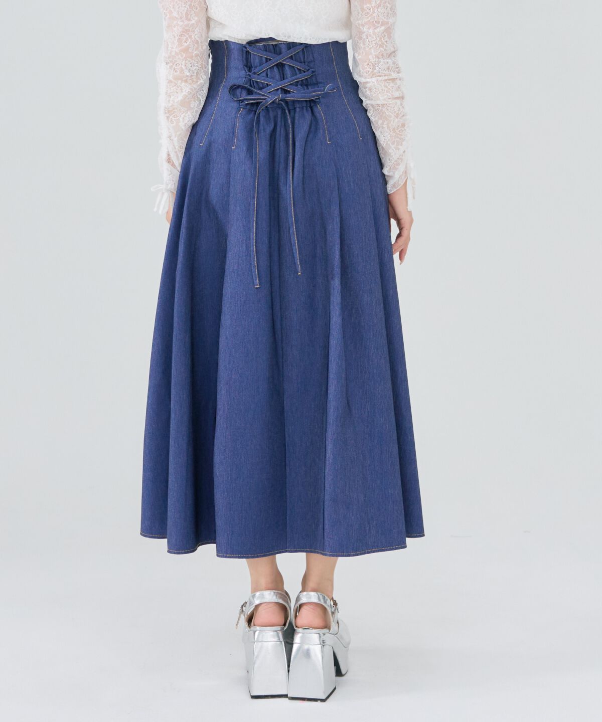 REDYAZEL「デニムライクタックフレアスカート」|フレア|