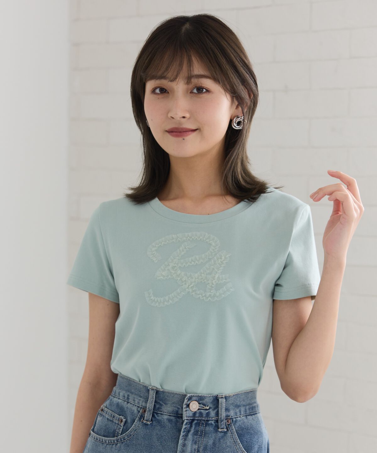 REDYAZEL「チュールフリルRAロゴTシャツ」|Tシャツ・カットソー|ミント