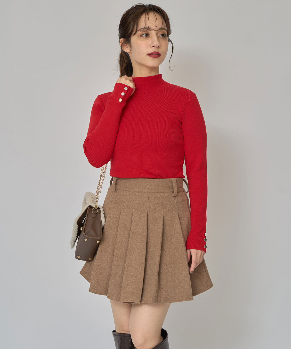 REDYAZEL「2WAYハイネックボタンニットトップス」|ニット・セーター|