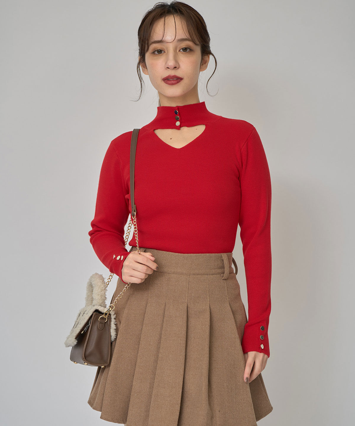 REDYAZEL「2WAYハイネックボタンニットトップス」|ニット・セーター|