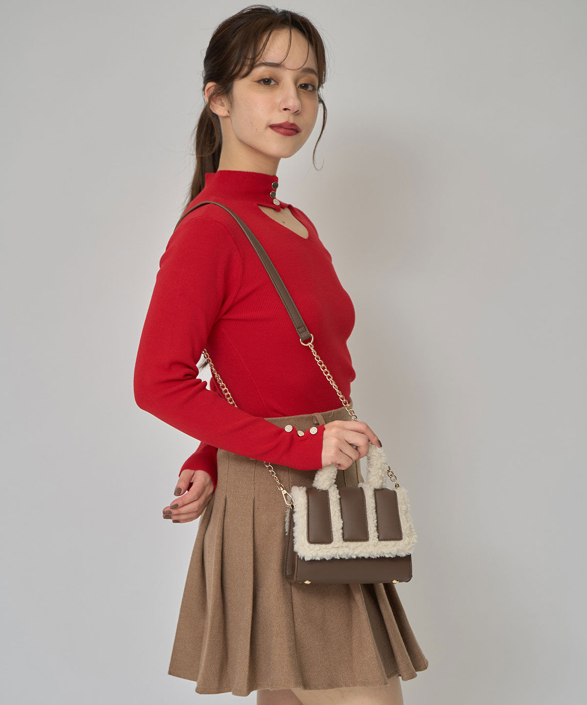 REDYAZEL「2WAYハイネックボタンニットトップス」|ニット・セーター|