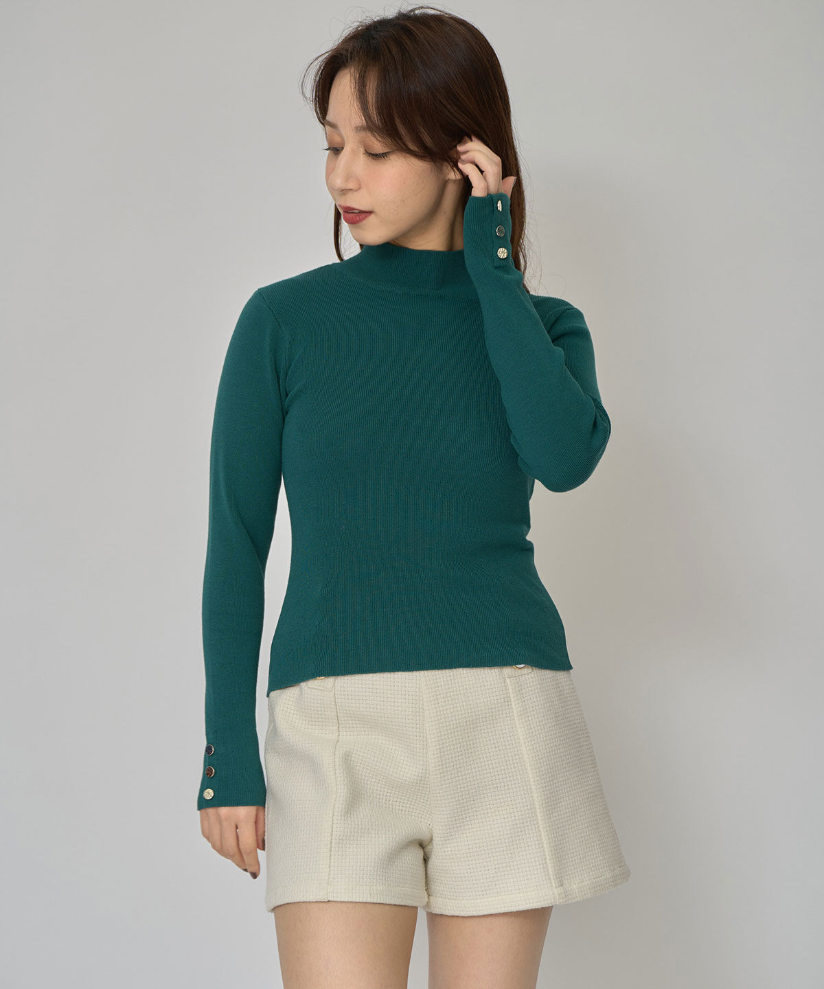 REDYAZEL「2WAYハイネックボタンニットトップス」|ニット・セーター|