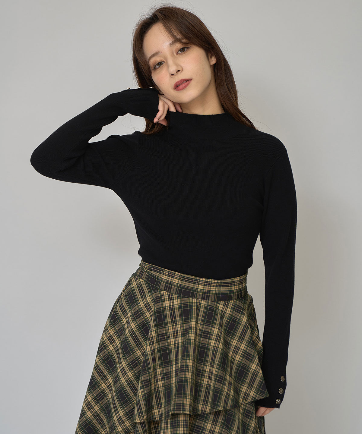 REDYAZEL「2WAYハイネックボタンニットトップス」|ニット・セーター|