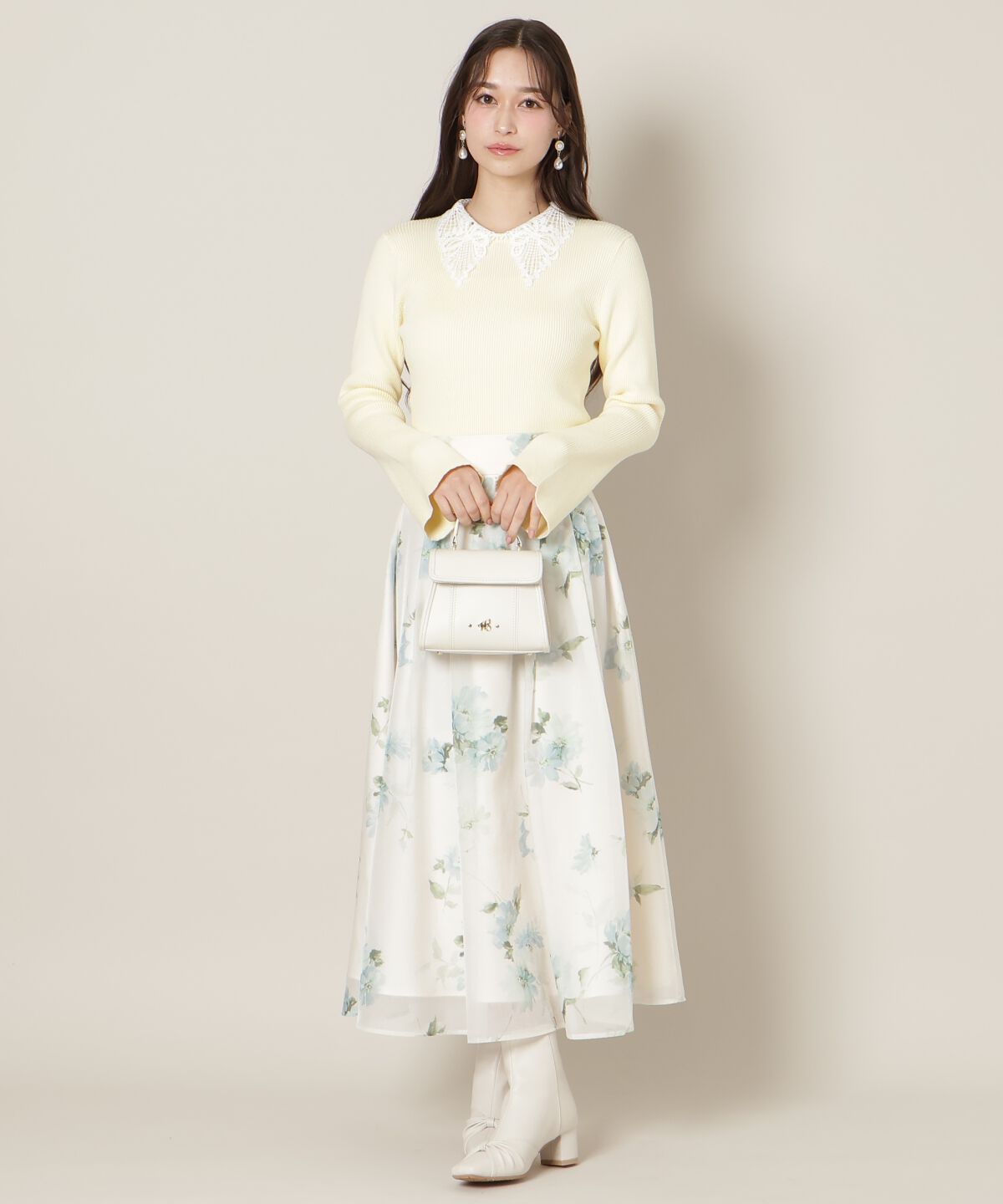 WILLSELECTION「リボンレースカラーフレアスリーブニット」|ニット・セーター|