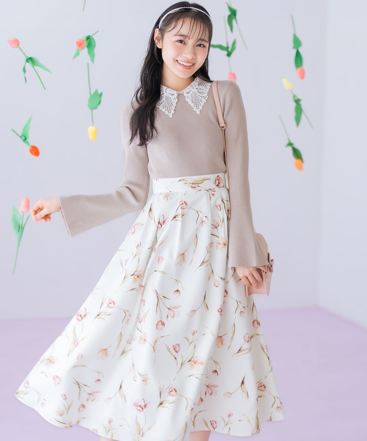 WILLSELECTION「リボンレースカラーフレアスリーブニット」|ニット・セーター|