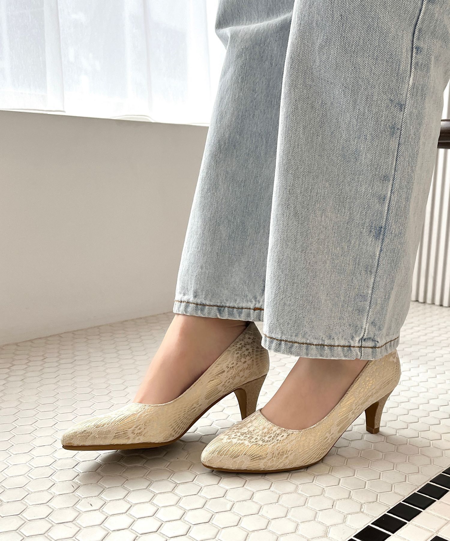 ORiental TRaffic「【アウトレット価格】グリッターヒールレースパンプス/R-2013 レース トレンド 人気」|パンプス|