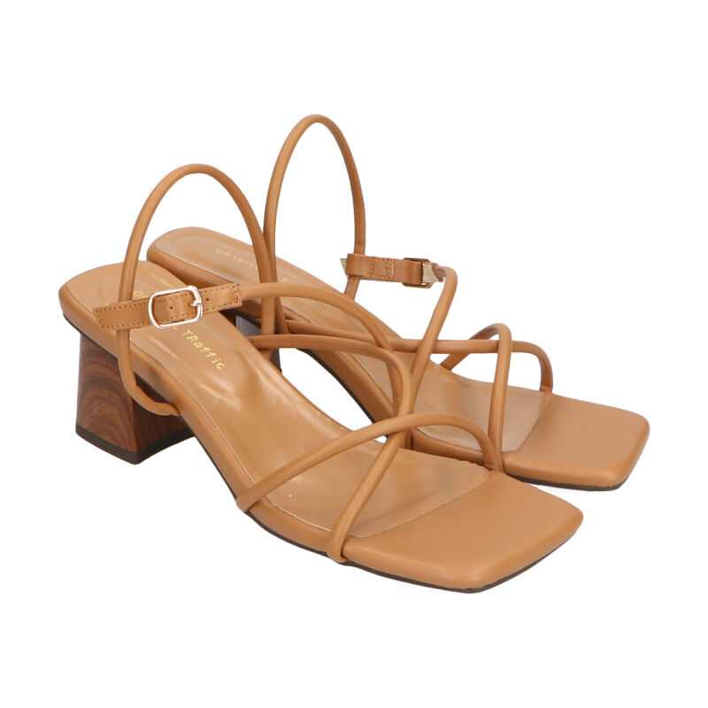 ORiental TRaffic「【アウトレット価格】チューブストラップウッドヒールサンダル/21216 トレンド 人気 ヒール7cm」|サンダル|CAMEL