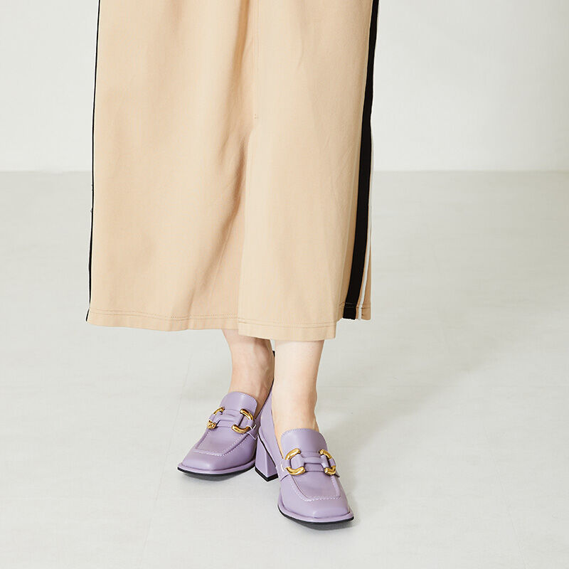 ORiental TRaffic「【アウトレット価格】ワイドスクエアトゥヒールローファー/31120」|パンプス|