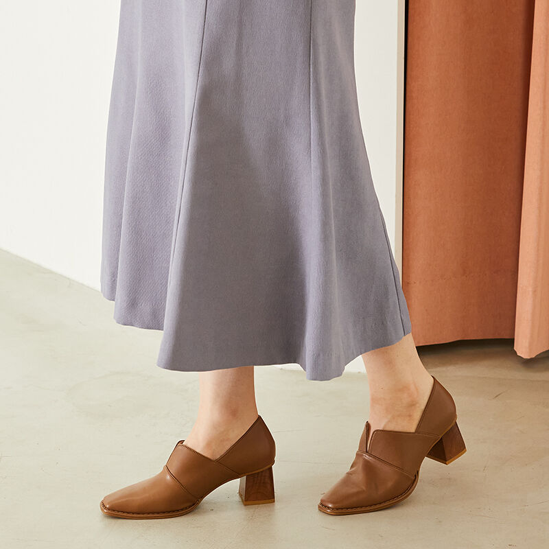 ORiental TRaffic「【トレンド】ウッドヒール甲深パンプス/31311 パンプス 人気 カジュアル ヒール5.5cm シンプル」|パンプス|