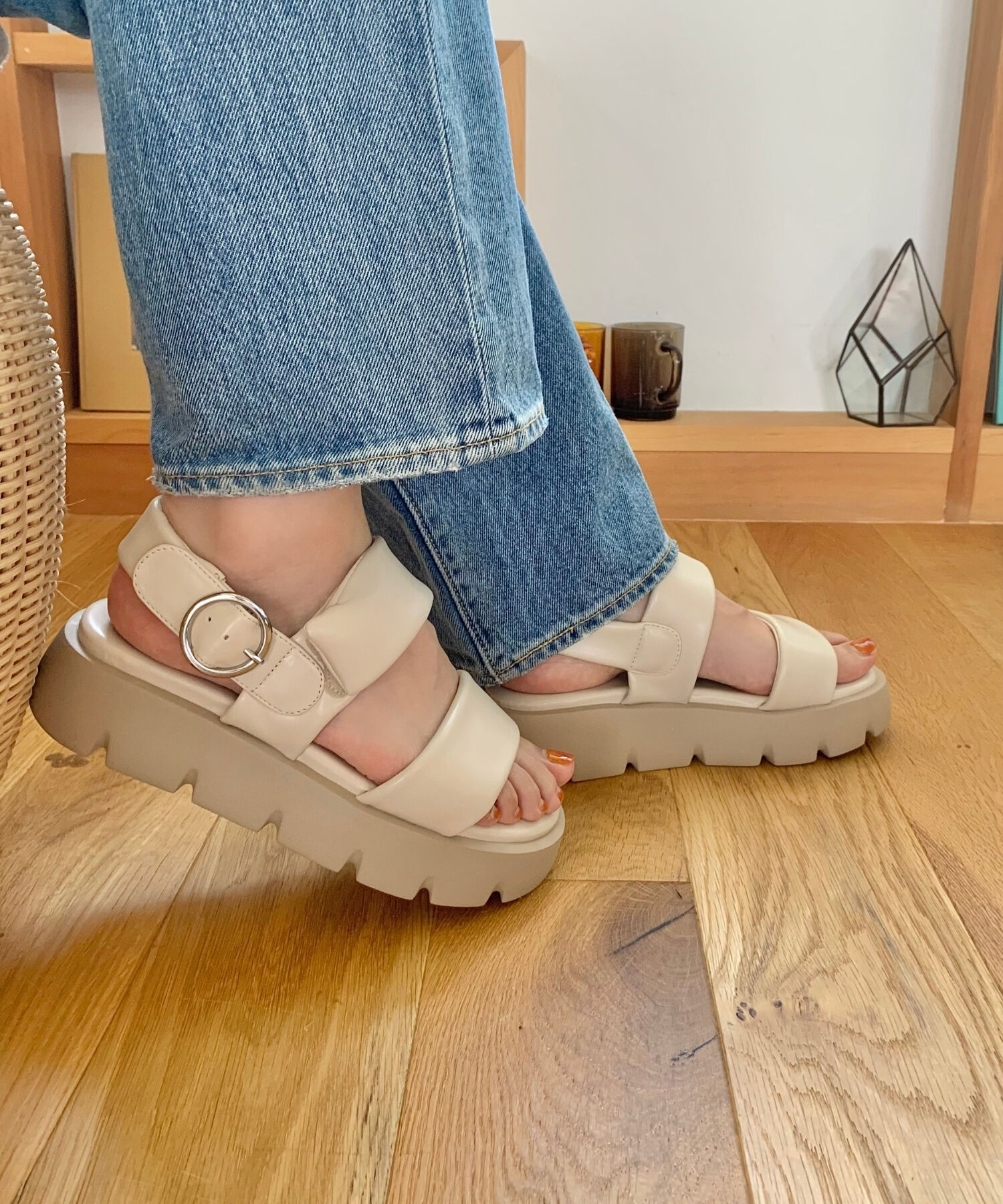 ORiental TRaffic「パデットダブルベルト厚底サンダル/41204」|サンダル|