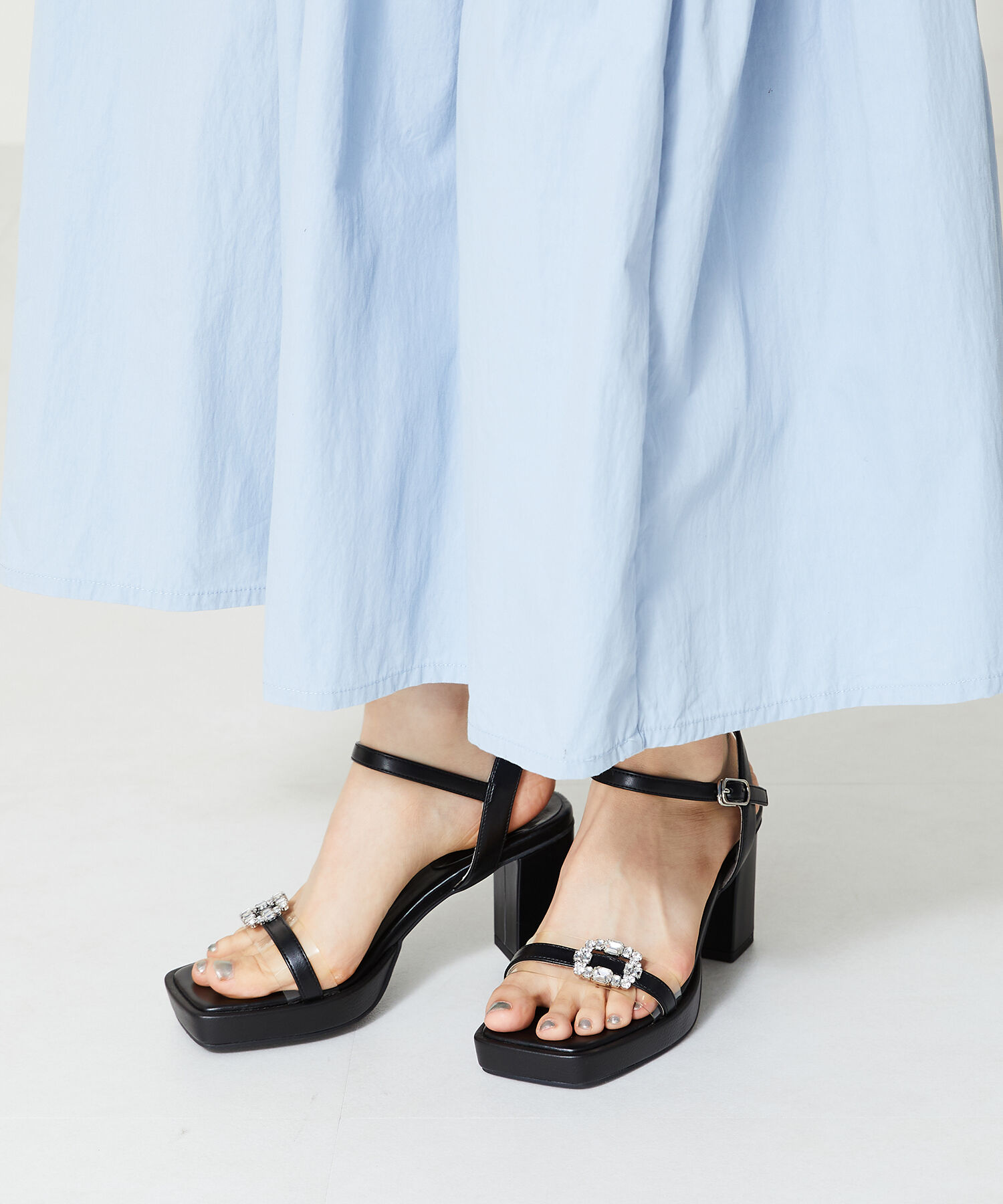 ORiental TRaffic「ビジューストラップヒールサンダル/41213」|サンダル|BLACK