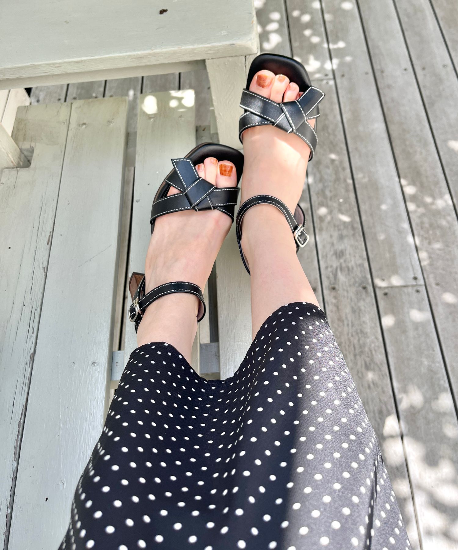 ORiental TRaffic「【アウトレット価格】ウッドヒールリボンサンダル/41221 サンダル トレンド　人気」|サンダル|