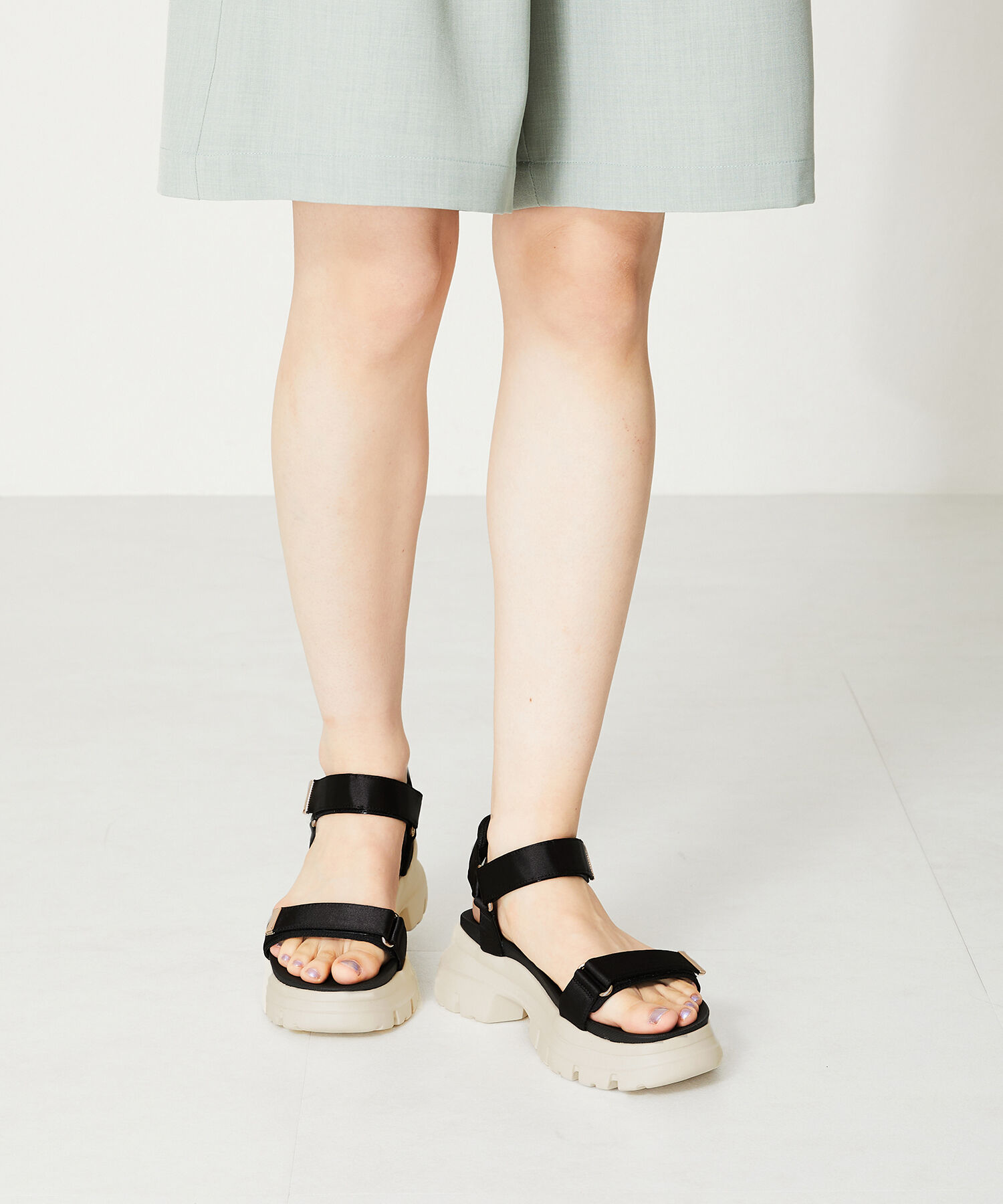 ORiental TRaffic「【アウトレット価格】サテンストラップ厚底サンダル/41215」|サンダル|