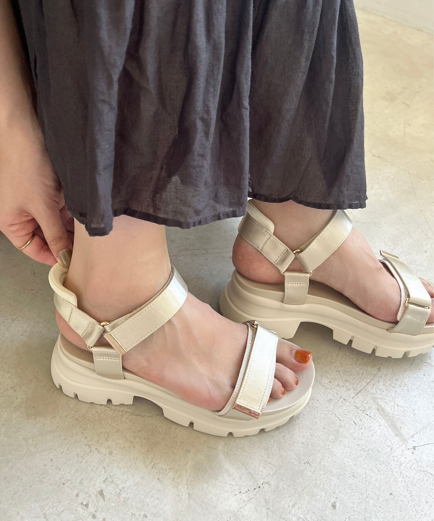 ORiental TRaffic「【アウトレット価格】サテンストラップ厚底サンダル/41215」|サンダル|