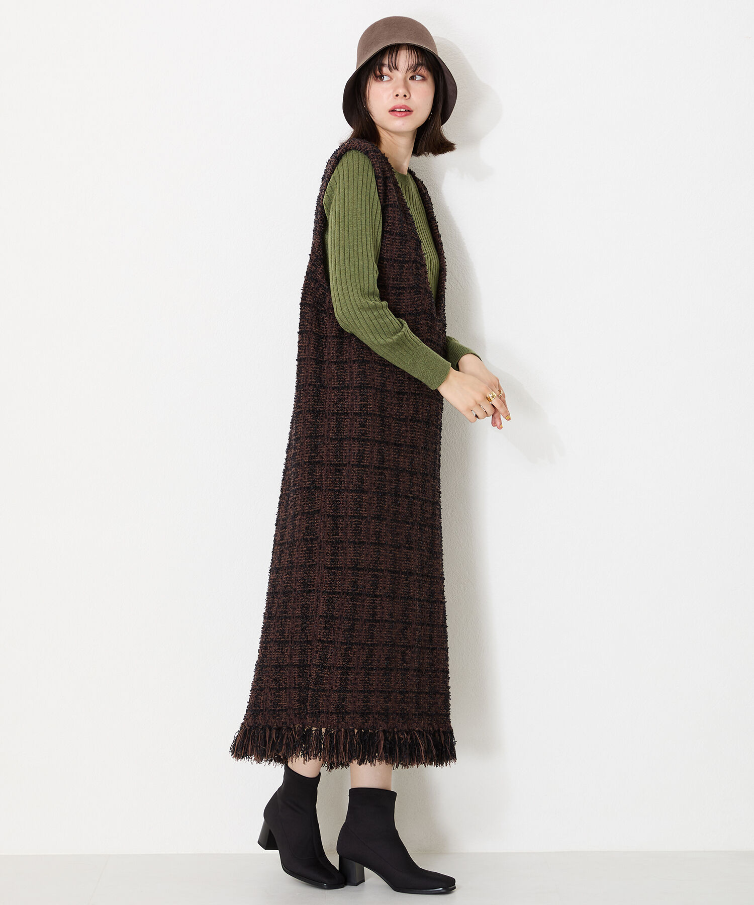 ORiental TRaffic「スクエアトゥ ニットブーツ /41407 柔らかい」|ショートブーツ|