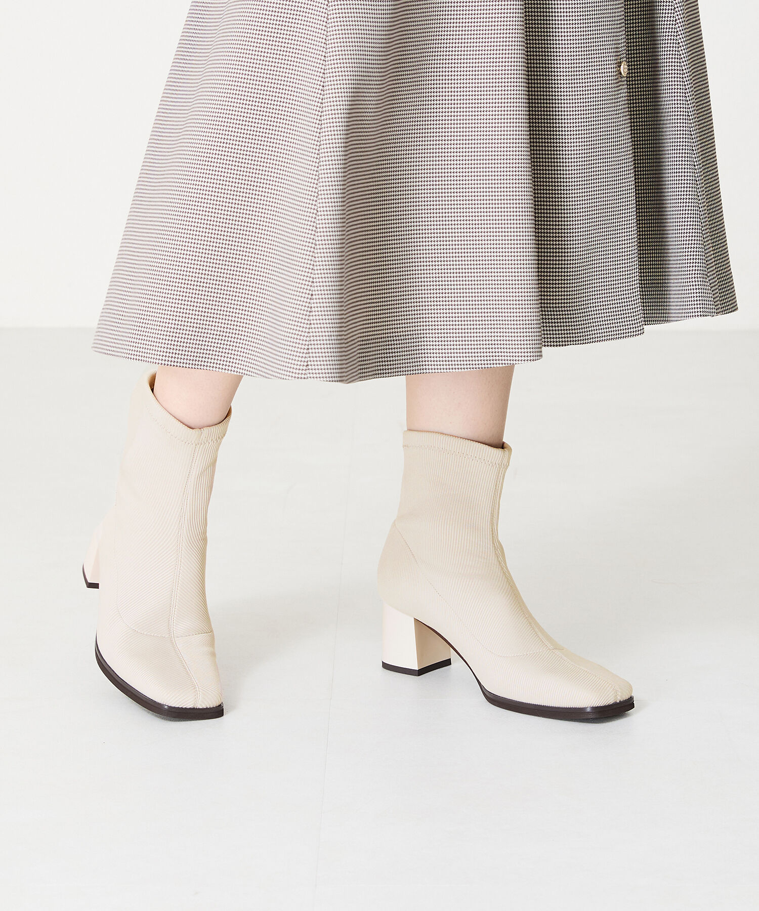 ORiental TRaffic「スクエアトゥ ニットブーツ /41407 柔らかい」|ショートブーツ|