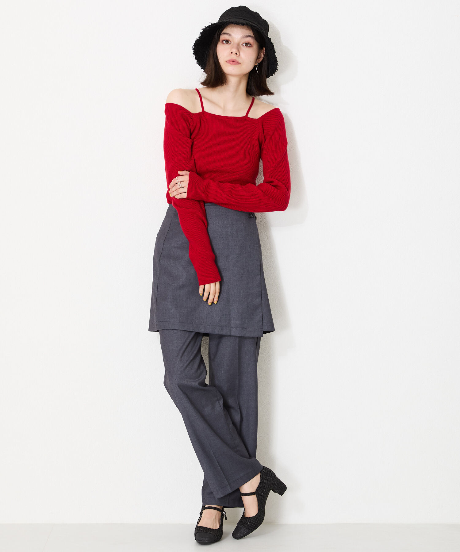 ORiental TRaffic「ツイード切替ワン ストラップパンプス /41309」|パンプス|