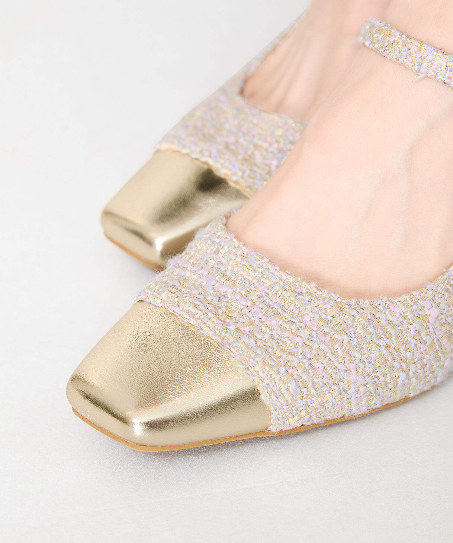 ORiental TRaffic「ツイード切替ワン ストラップパンプス /41309」|パンプス|