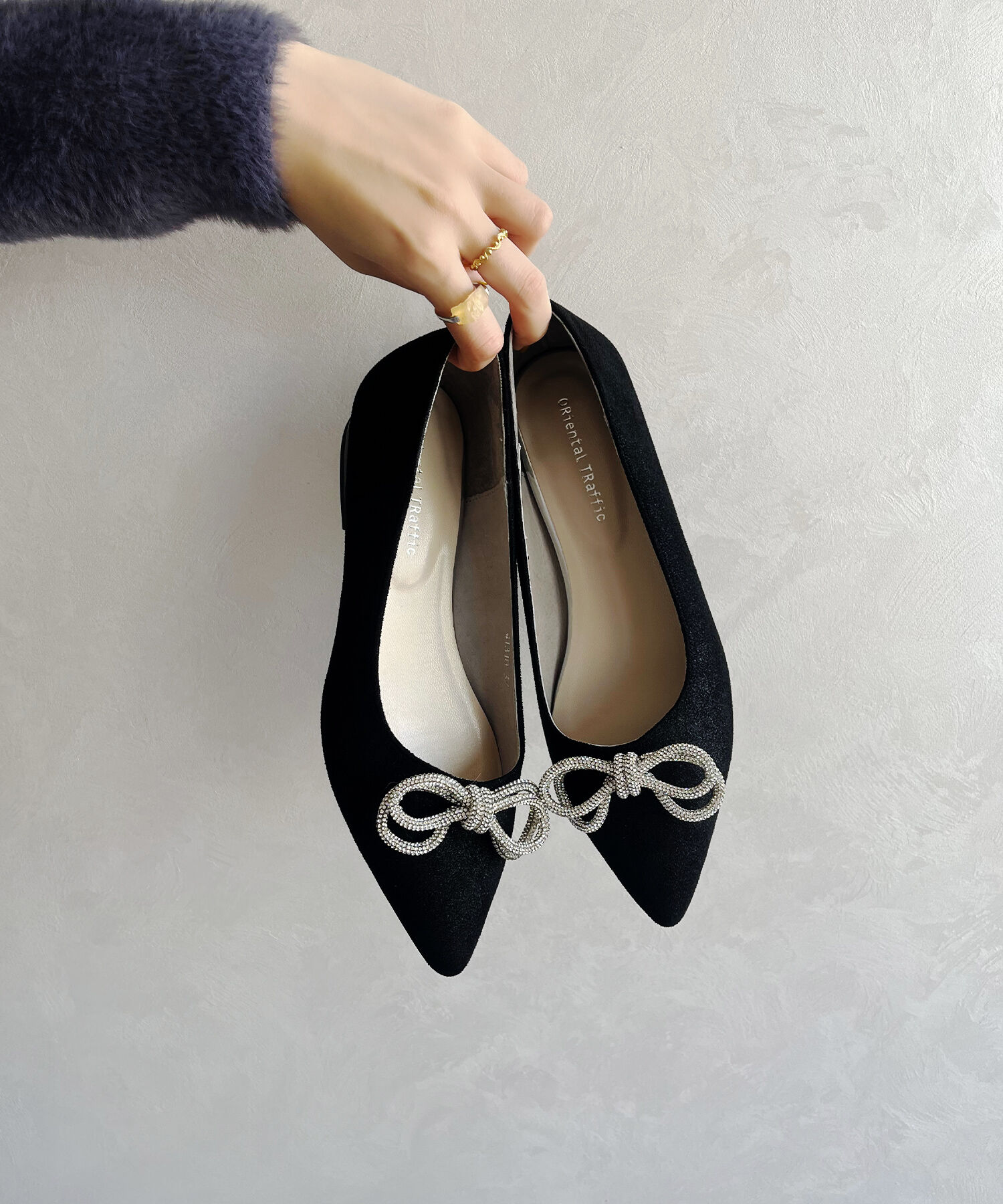 ORiental TRaffic「【トレンド】ビジューリボンフラットパンプス/41310 人気 トレンド パンプス 売れてる 上品」|パンプス|