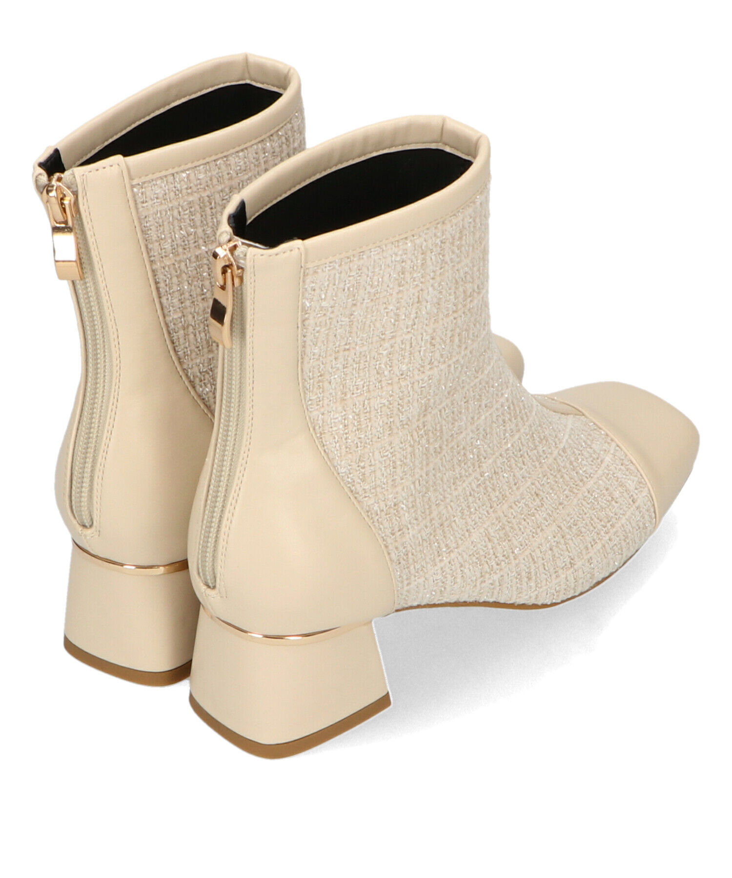 ORiental TRaffic「ツイード 切替 スクエアトゥ ブーツ /41404 ヒール5ｃｍ」|ショートブーツ|