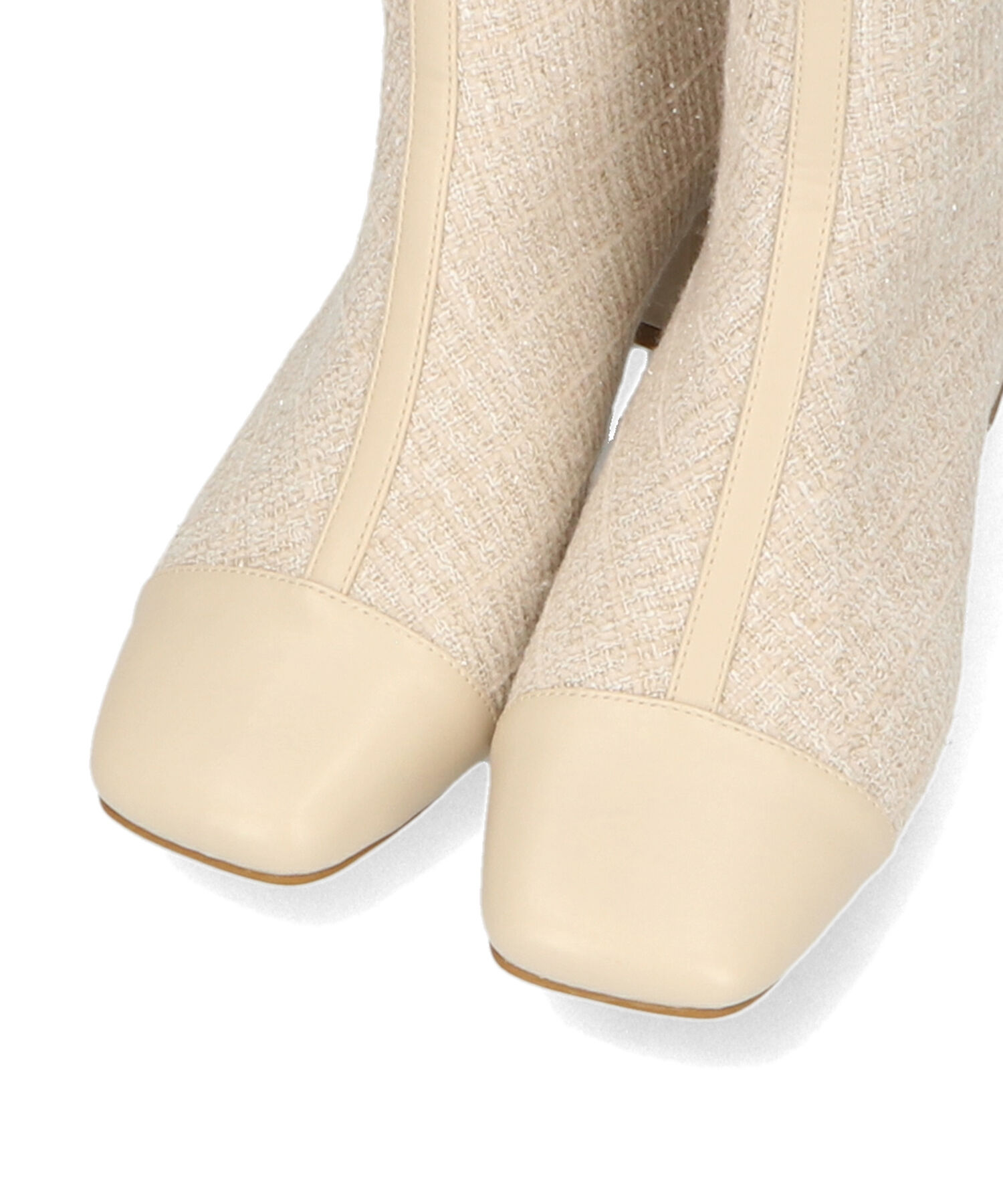 ORiental TRaffic「ツイード 切替 スクエアトゥ ブーツ /41404 ヒール5ｃｍ」|ショートブーツ|