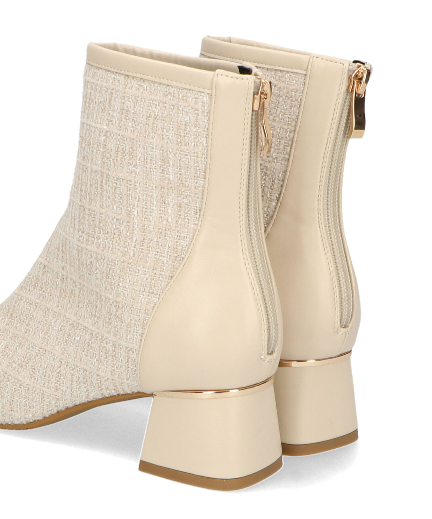 ORiental TRaffic「ツイード 切替 スクエアトゥ ブーツ /41404 ヒール5ｃｍ」|ショートブーツ|