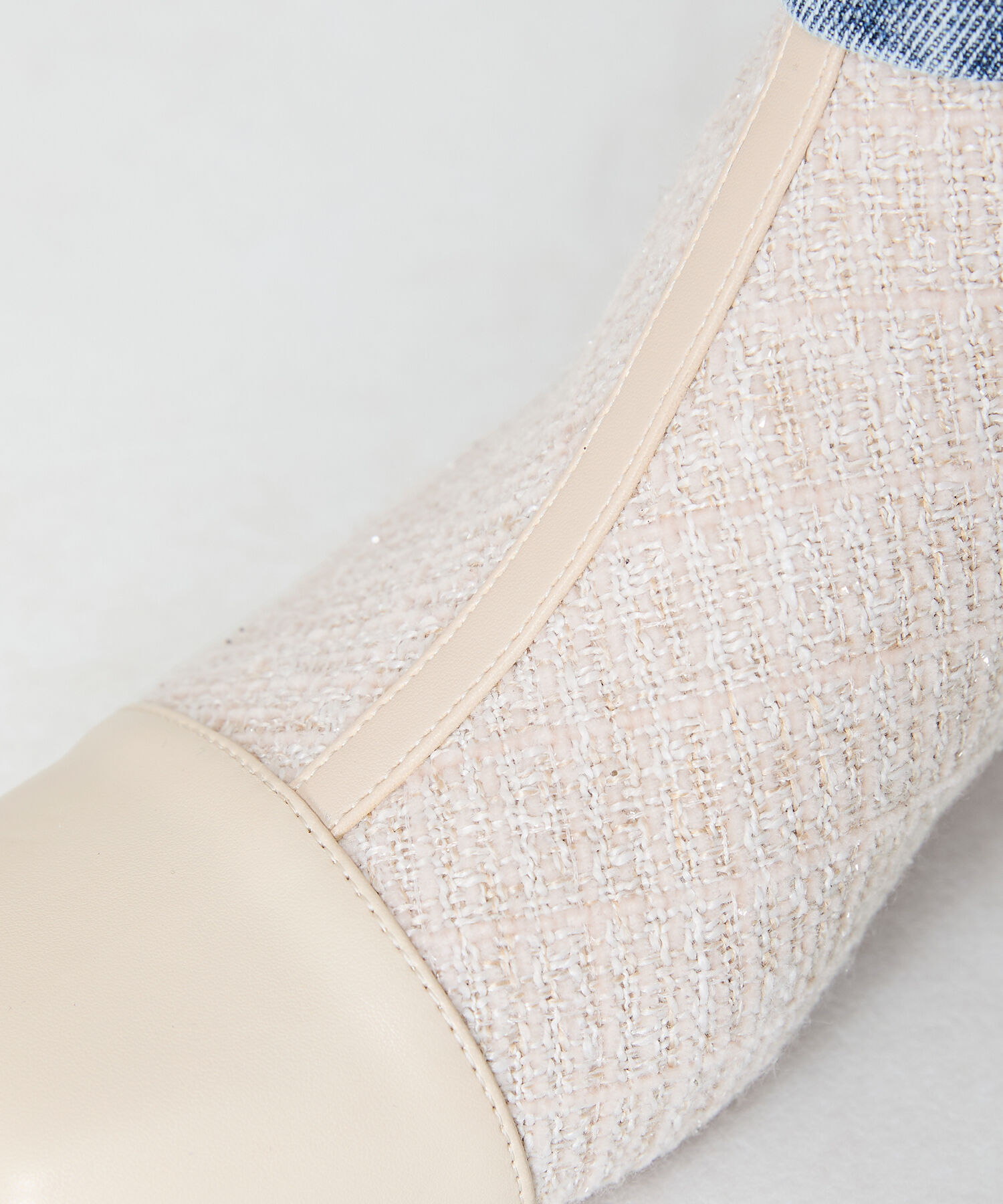 ORiental TRaffic「ツイード 切替 スクエアトゥ ブーツ /41404 ヒール5ｃｍ」|ショートブーツ|