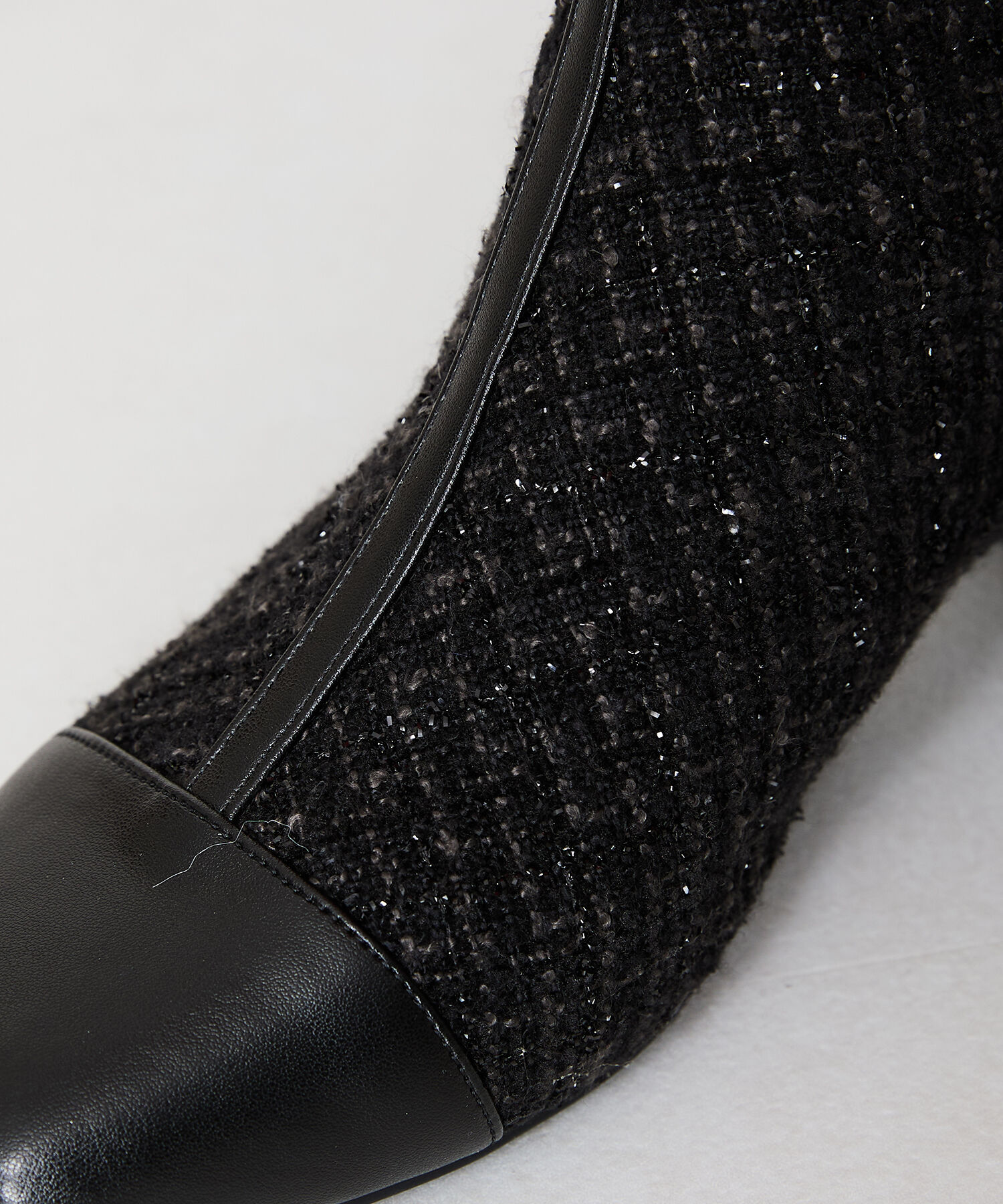 ORiental TRaffic「ツイード 切替 スクエアトゥ ブーツ /41404 ヒール5ｃｍ」|ショートブーツ|