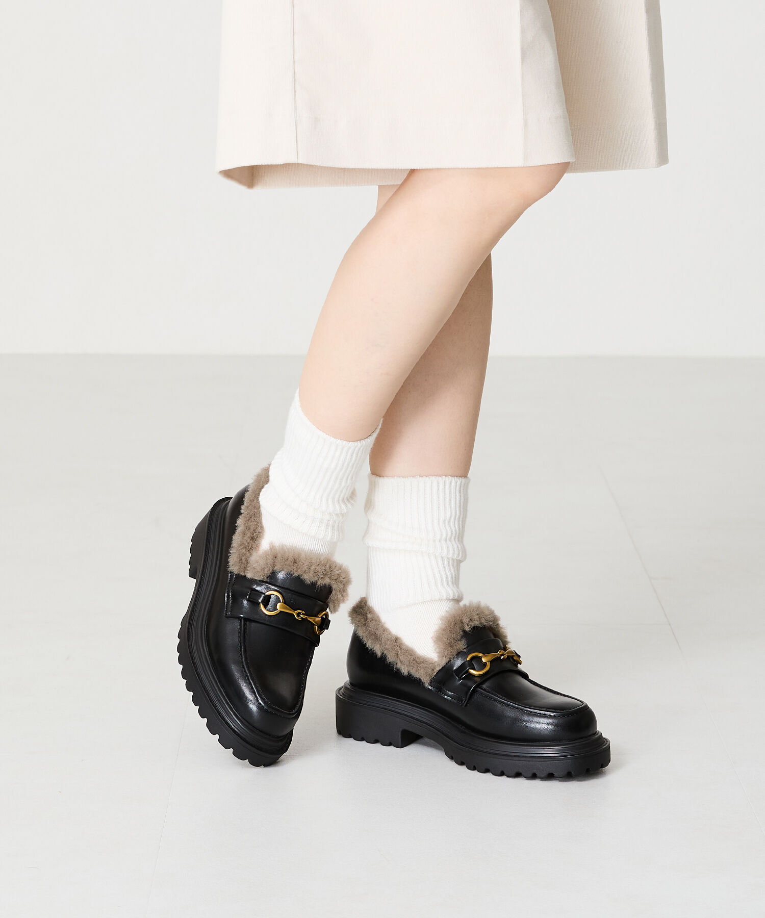 ORiental TRaffic「●2024秋冬新作●ビットモチーフファーローファー/41313」|ローファー|