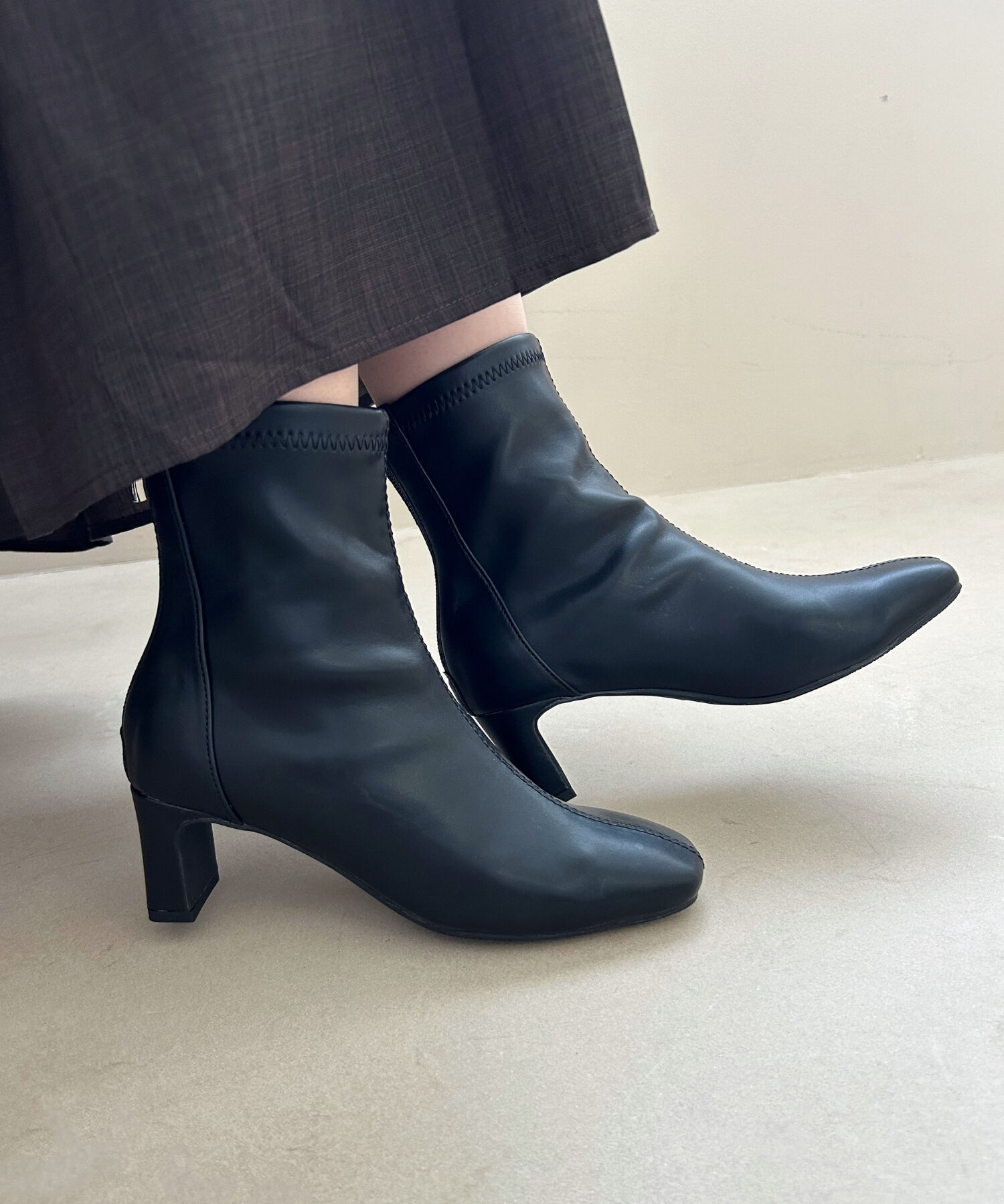 ORiental TRaffic「●2024秋冬新作●ストレッチヒールバックジップブーツ/41406」|ショートブーツ|