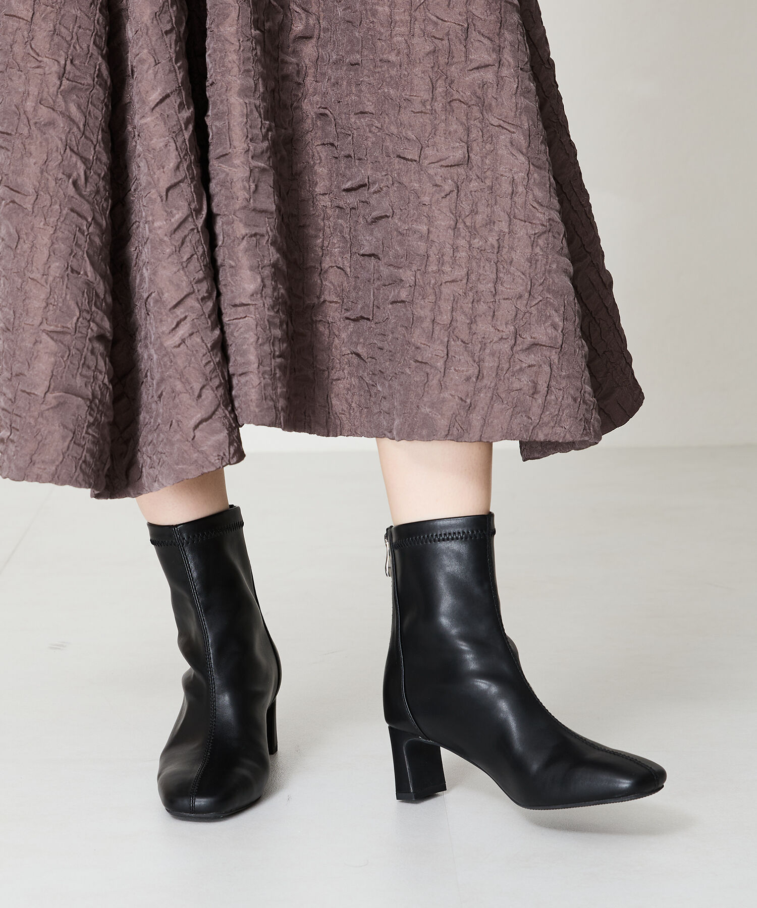 ORiental TRaffic「●2024秋冬新作●ストレッチヒールバックジップブーツ/41406」|ショートブーツ|